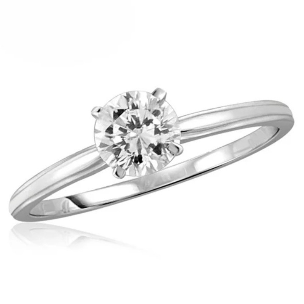 Swarovski Solitaire Ring in size  8/58, Silver Rhodium, Like New, Authentic - Picture 2 of 6